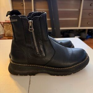 Josef Seibel Black Waterproof Leather Ankle Boots Moto Grunge Lug Sole Marten